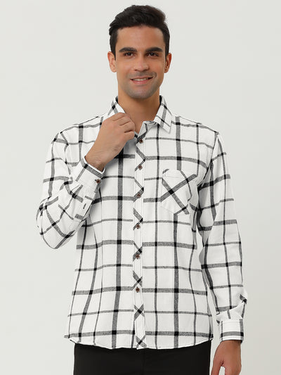 Casual Plaid Lapel Pocket Button Long Sleeve Shirts