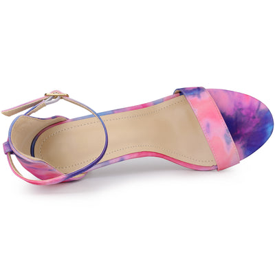 Perphy Women's Ankle Strap Tie Dye Stiletto Heels Sandals