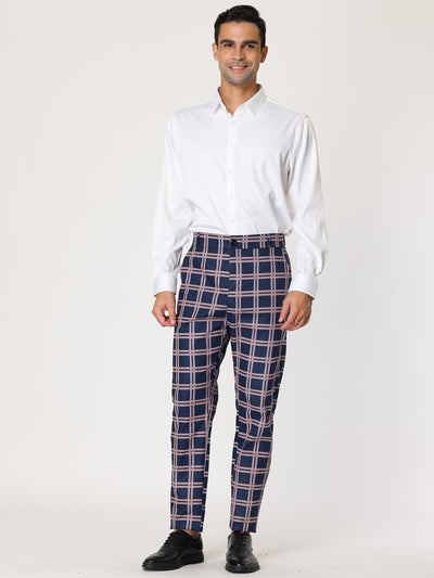 Skinny Plaid Casual Bussiness Checked Dress Pants