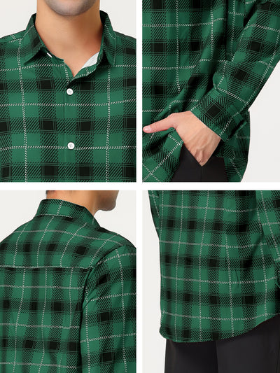 Casual Long Sleeve Button Down Checked Plaid Shirt