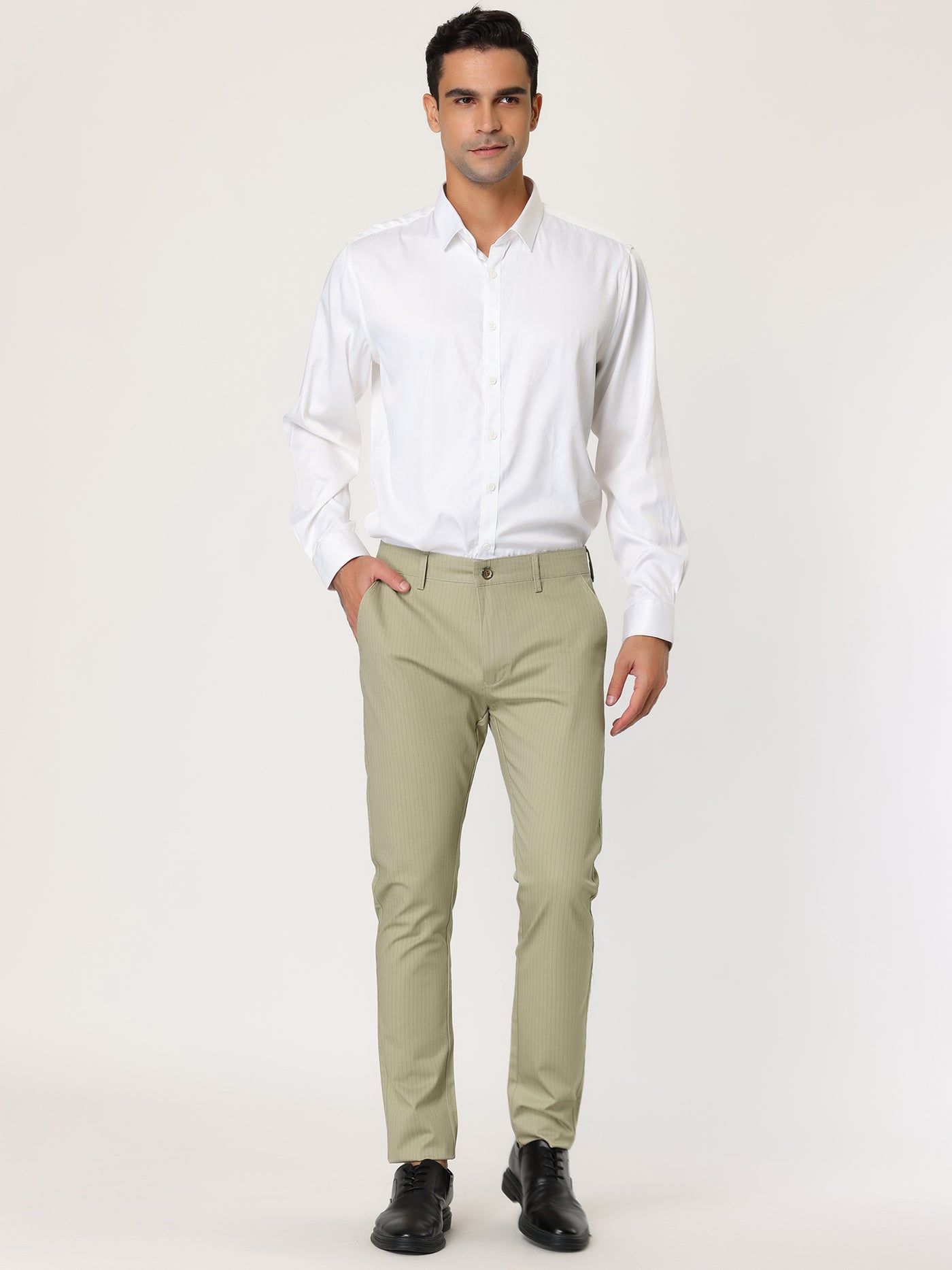 Bublédon Skinny Striped Straight Formal Business Dress Pants