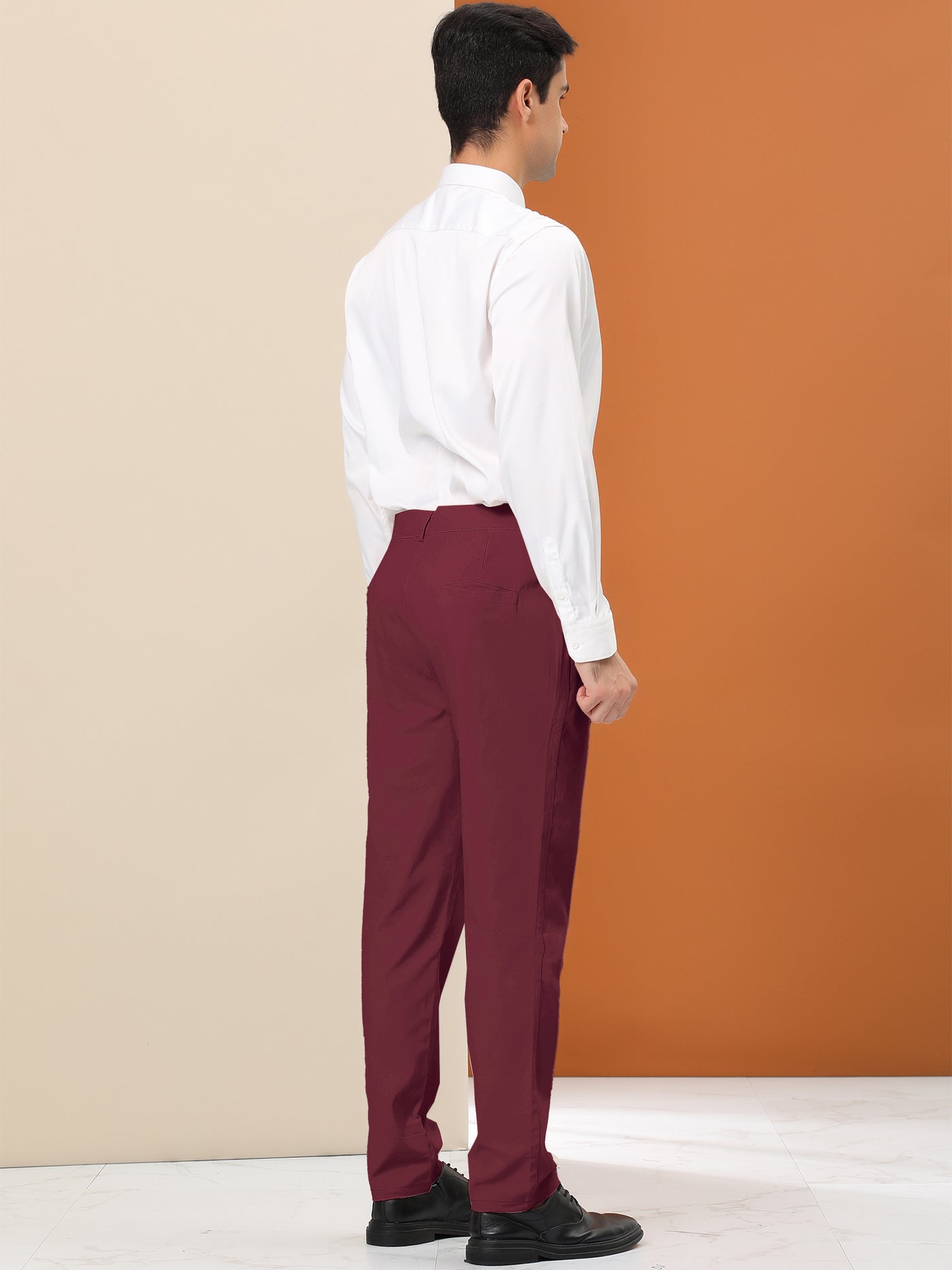 Bublédon Solid Color Flat Front Skinny Business Dress Pants