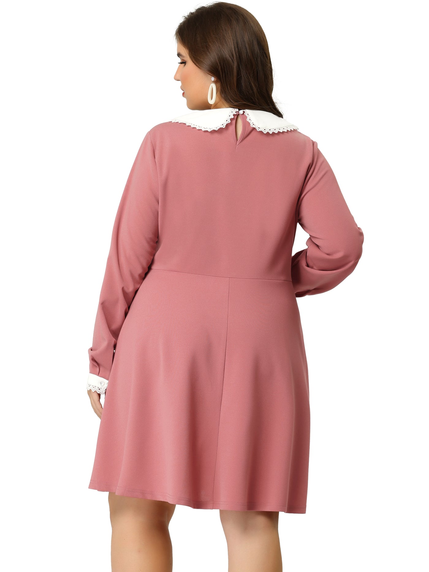 Bublédon A-line Knit Crew Neck Lantern Sleeve Plus Size Dress