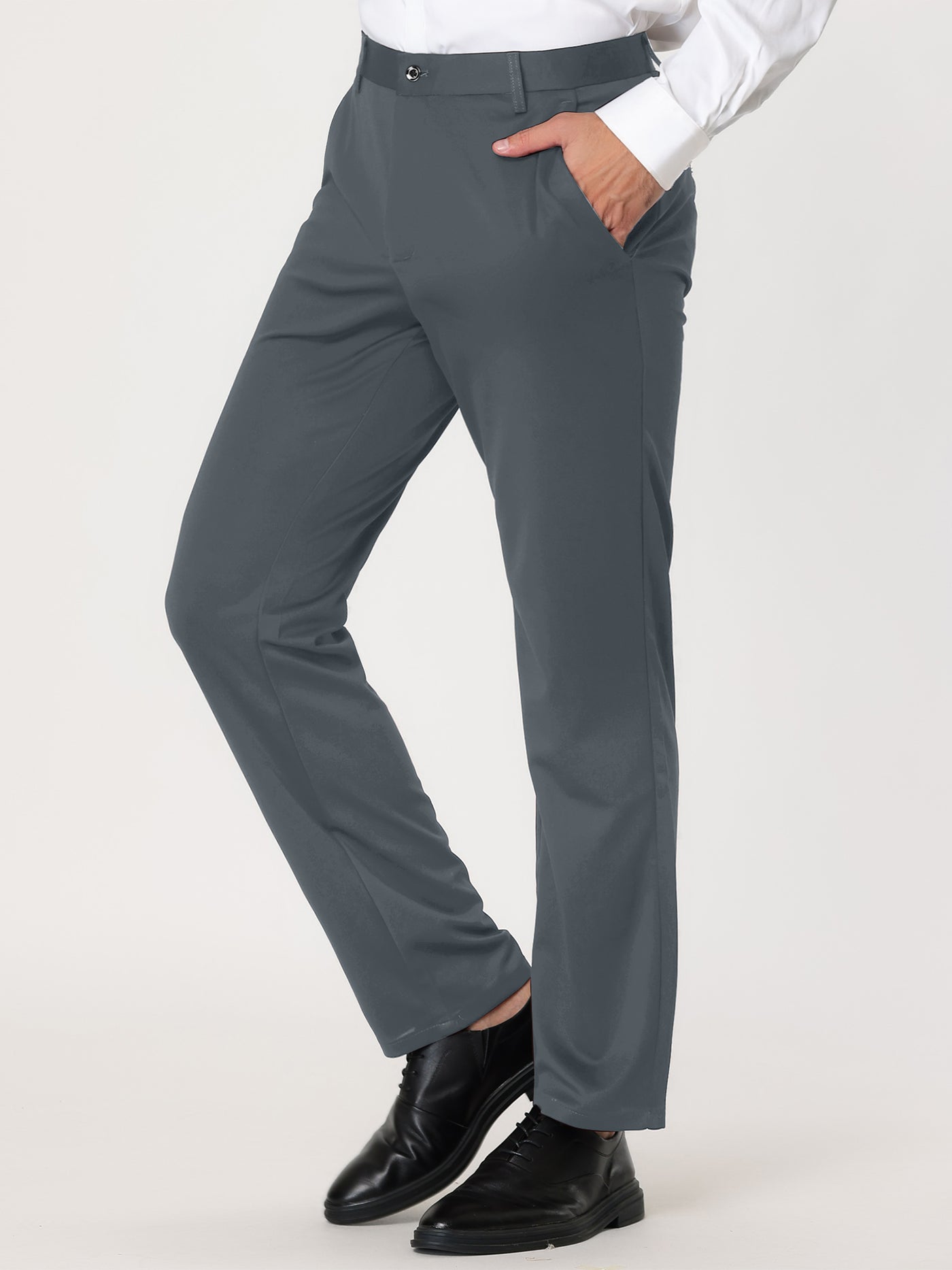 Bublédon Classic Straight Flat Front Solid Business Trousers