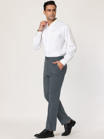 Classic Straight Flat Front Solid Business Trousers