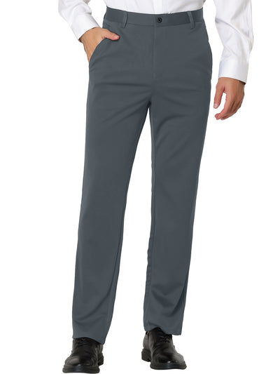 Classic Straight Flat Front Solid Business Trousers