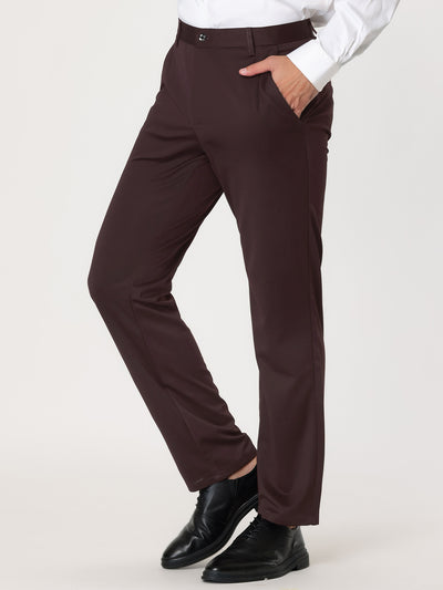 Classic Straight Flat Front Solid Business Trousers