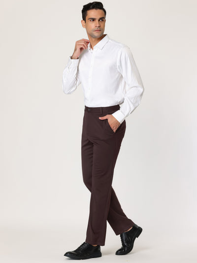 Classic Straight Flat Front Solid Business Trousers