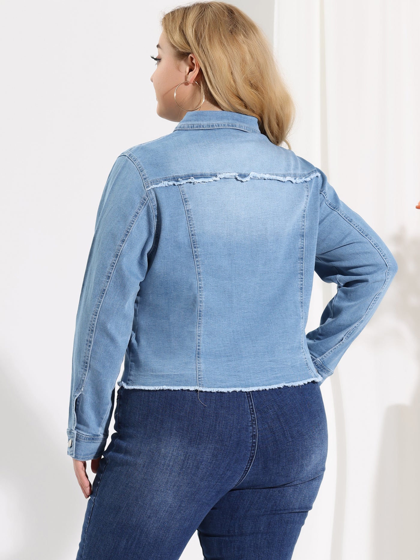 Bublédon Women's Classic Plus Size Denim Jacket