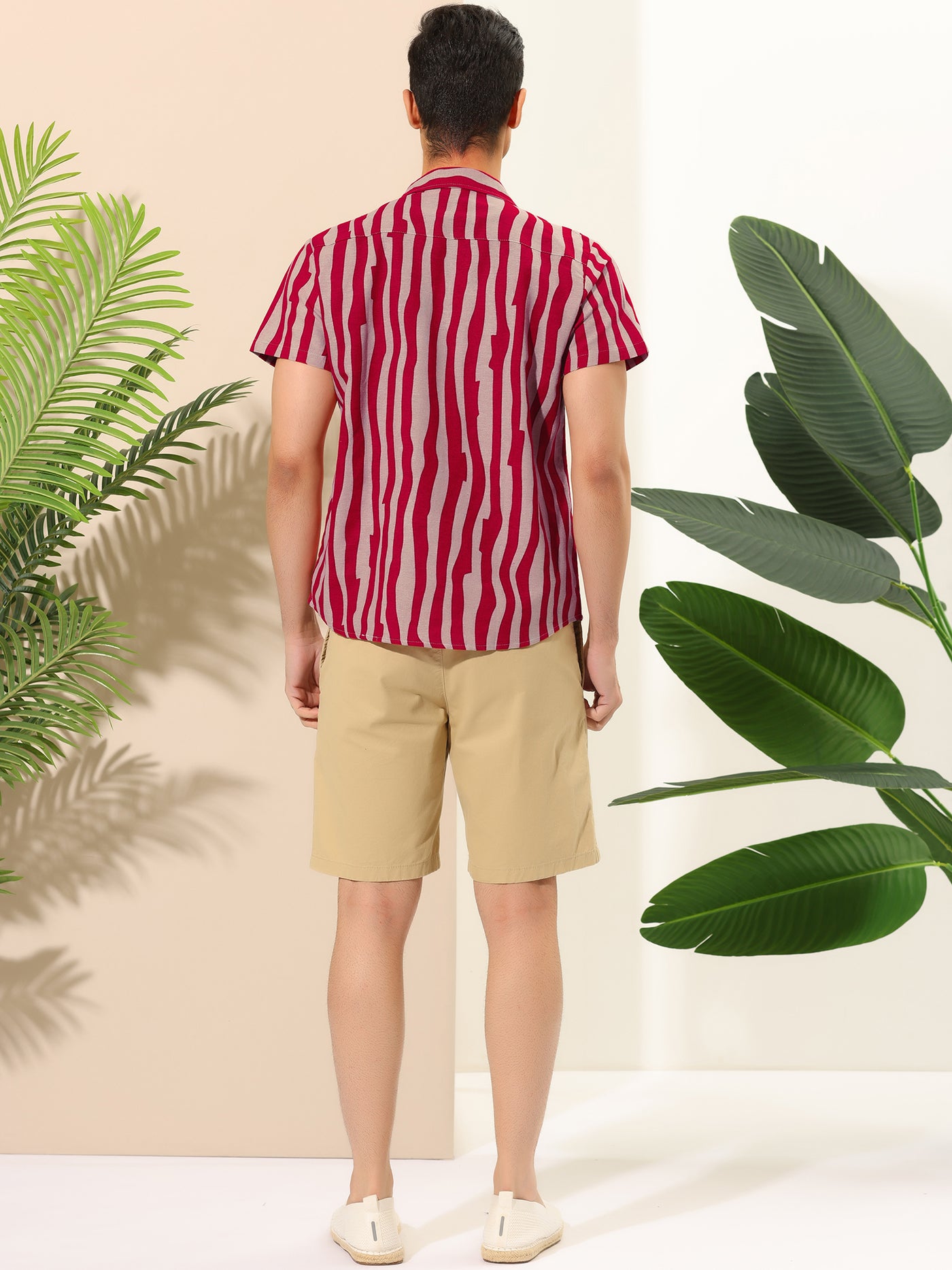 Bublédon Summer Irregular Striped Short Sleeve Hawaiian Shirt