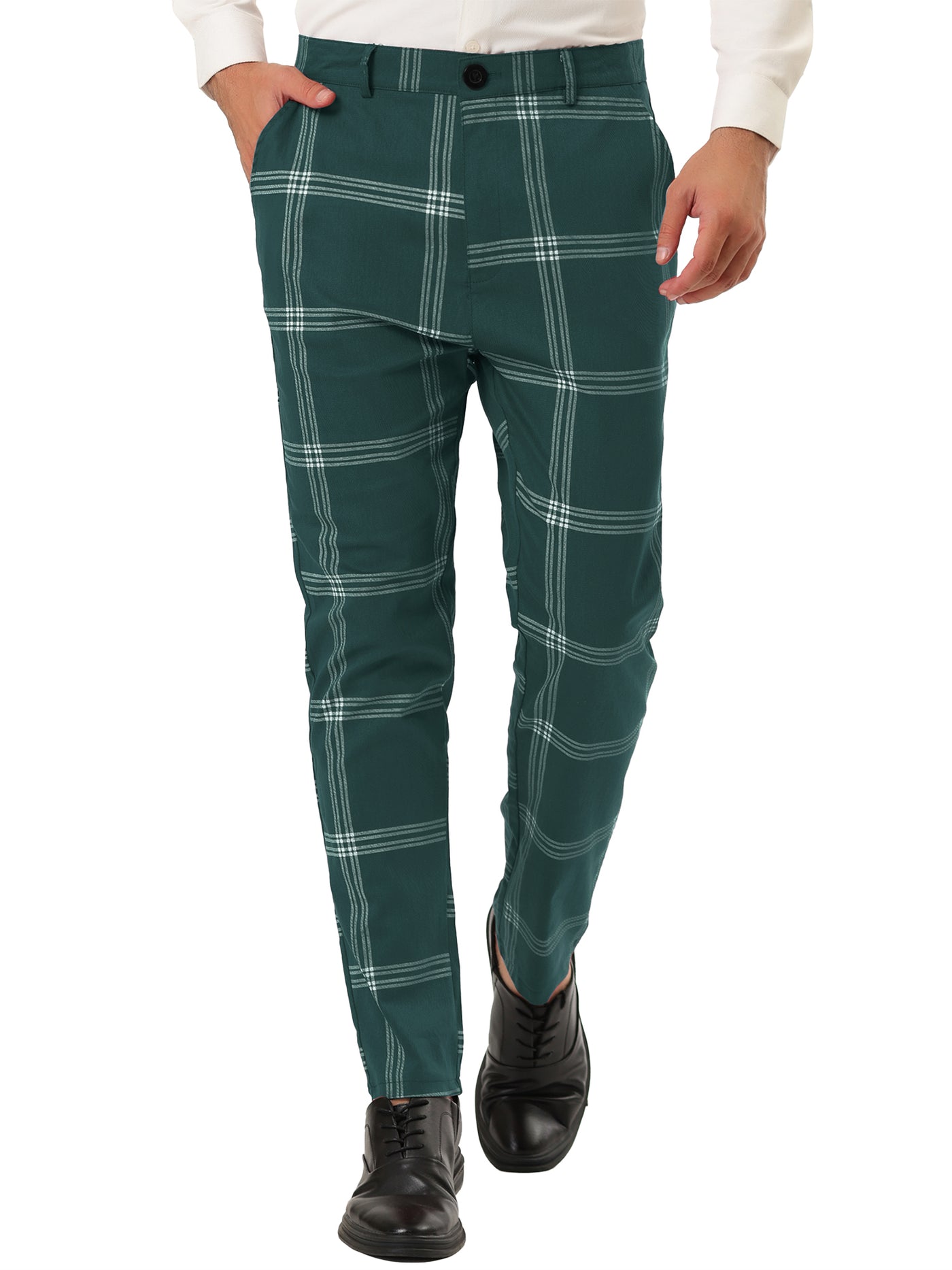 Bublédon Casual Flat Front Checked Printed Business Trousers