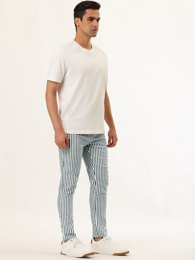 Business Stripe Drawstring Waist Skinny Dress Pants