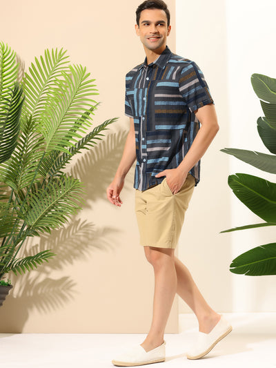 Geometric Printed Short Sleeve Hawaiian Shirts