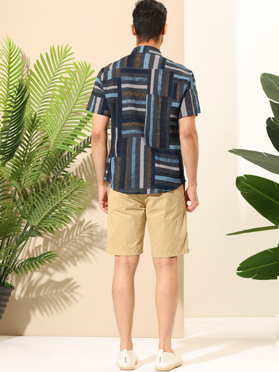 Geometric Printed Short Sleeve Hawaiian Shirts