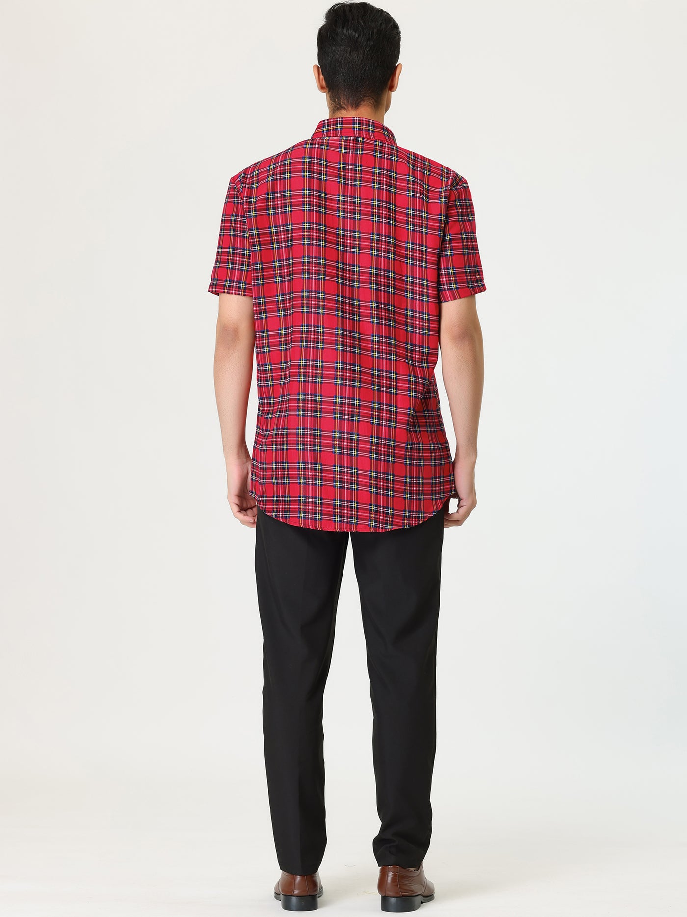 Bublédon Casual Checked Lapel Short Sleeve Button Shirts