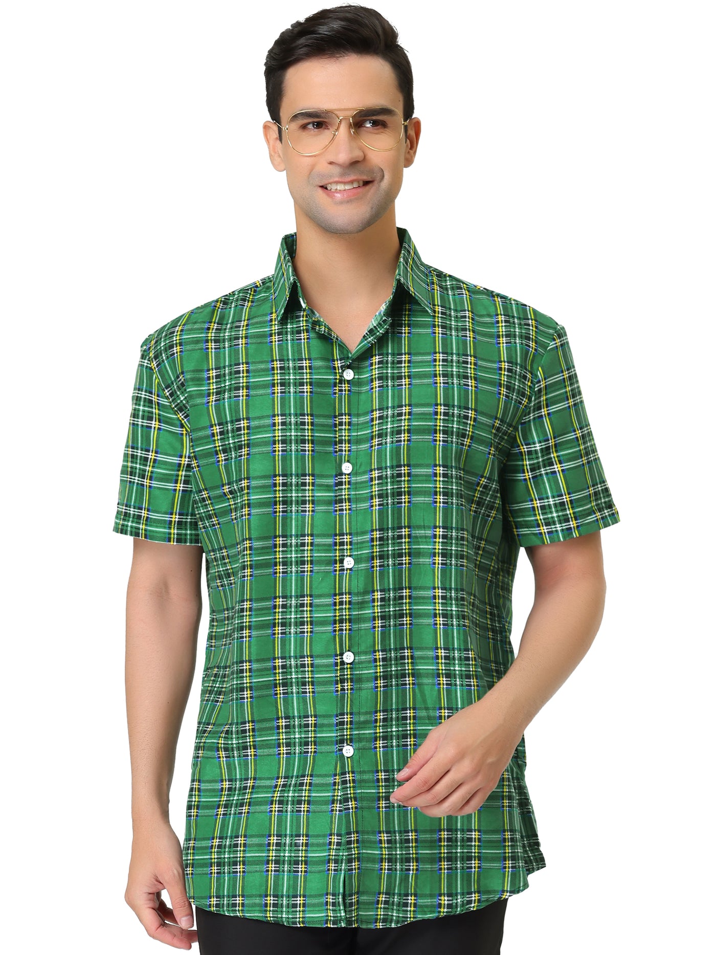 Bublédon Casual Checked Lapel Short Sleeve Button Shirts