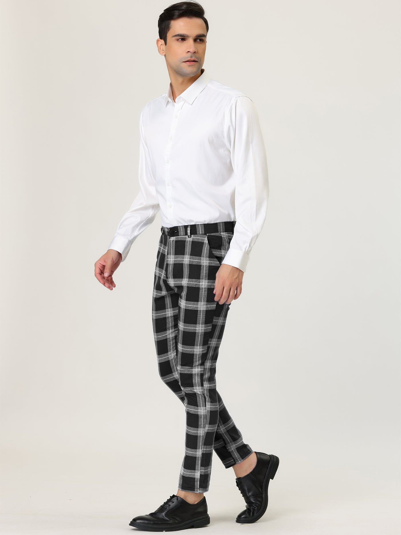 Bublédon Classic Plaid Dress Pants Chino Business Trousers