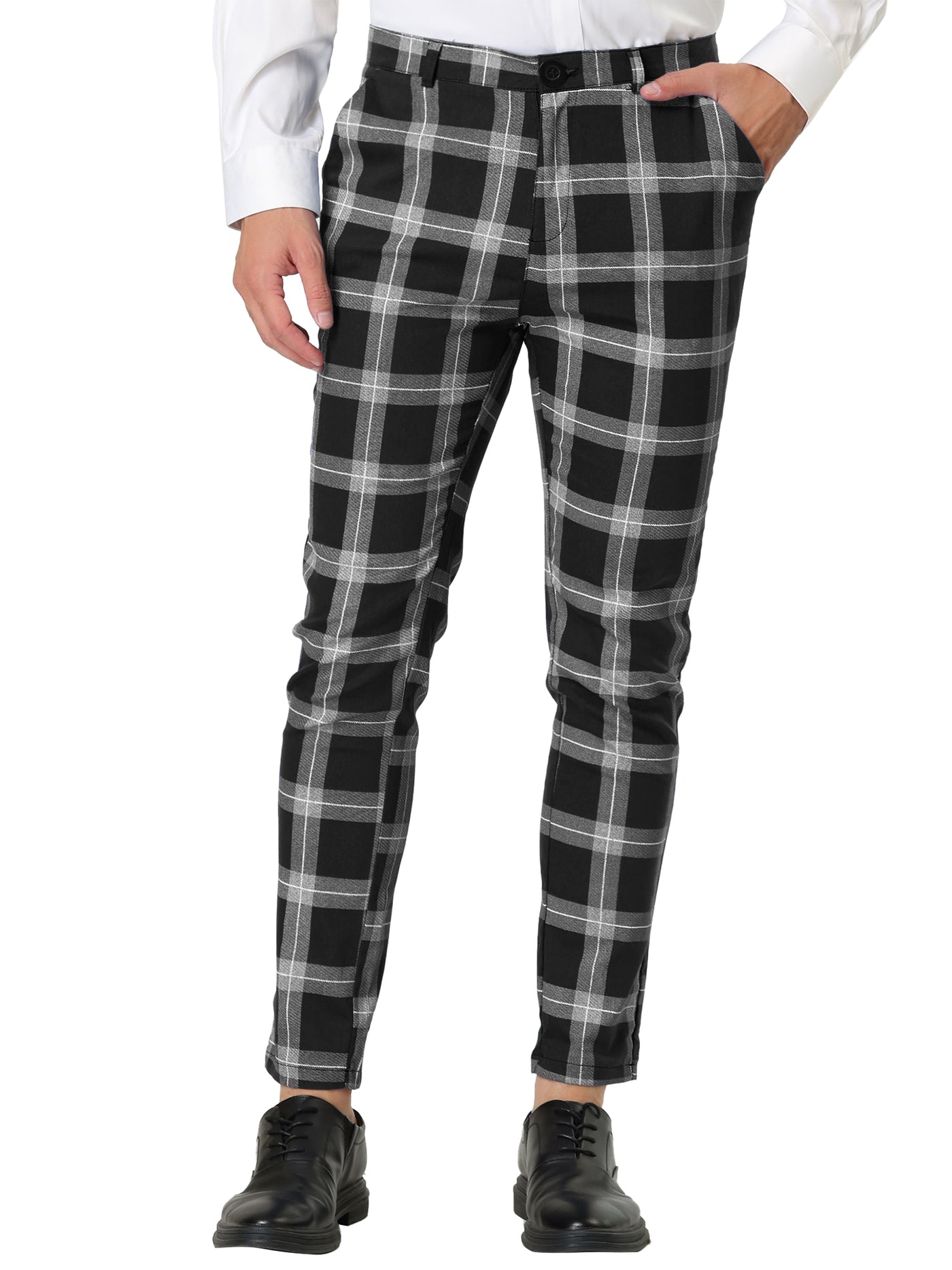 Bublédon Classic Plaid Dress Pants Chino Business Trousers