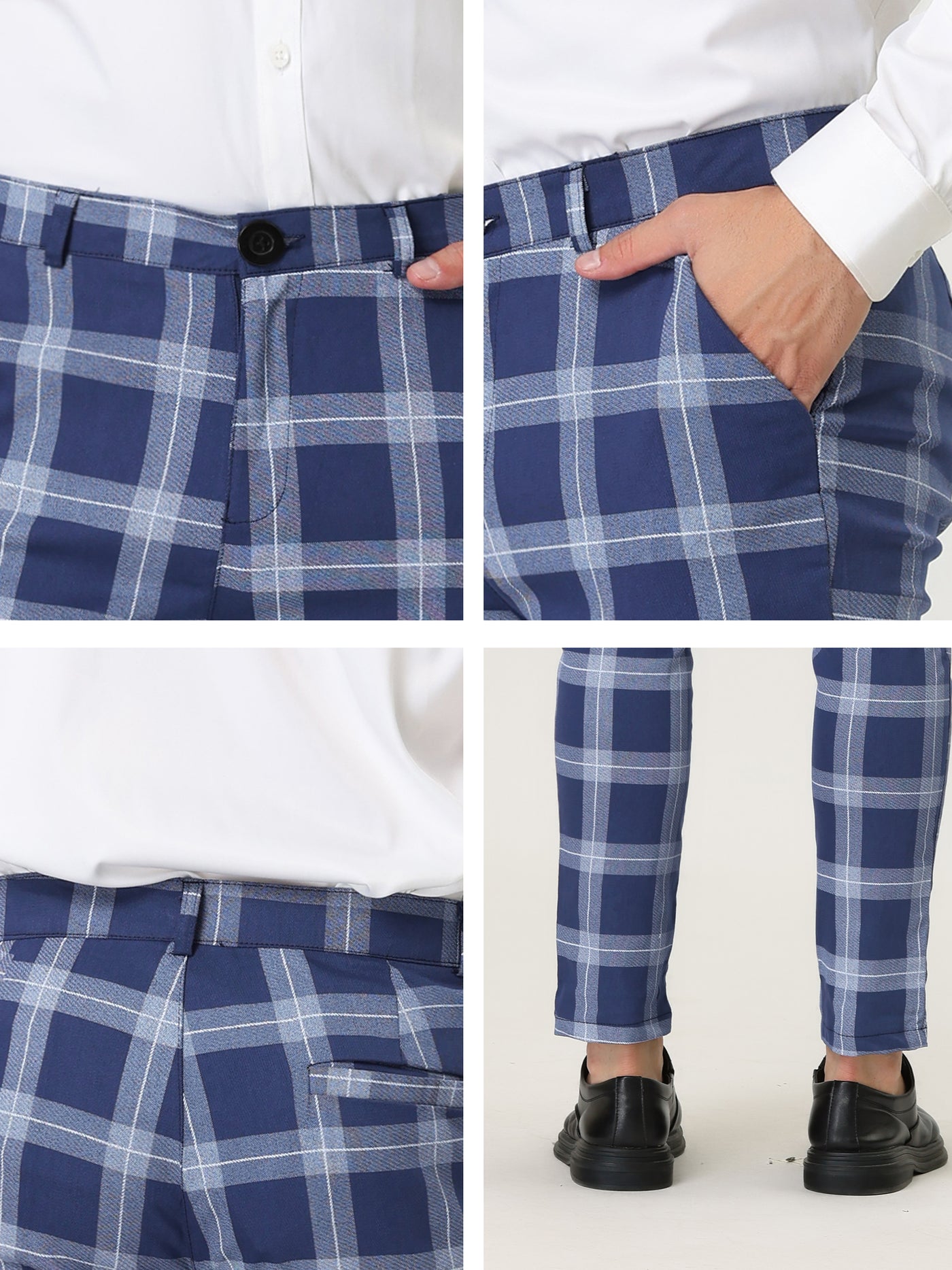 Bublédon Classic Plaid Dress Pants Chino Business Trousers