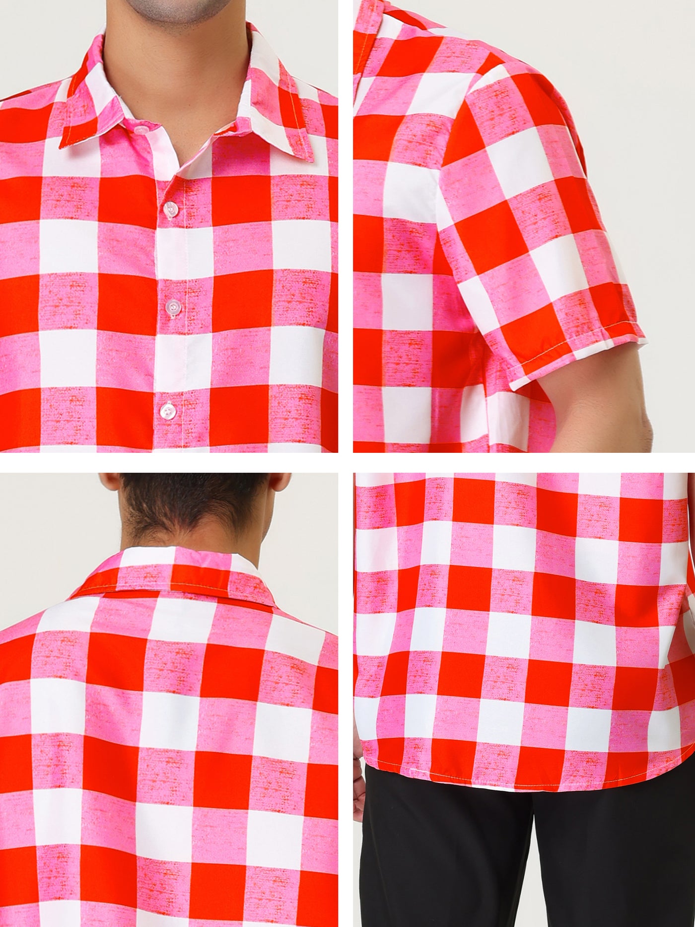 Bublédon Casual Checked Lapel Short Sleeve Button Shirts