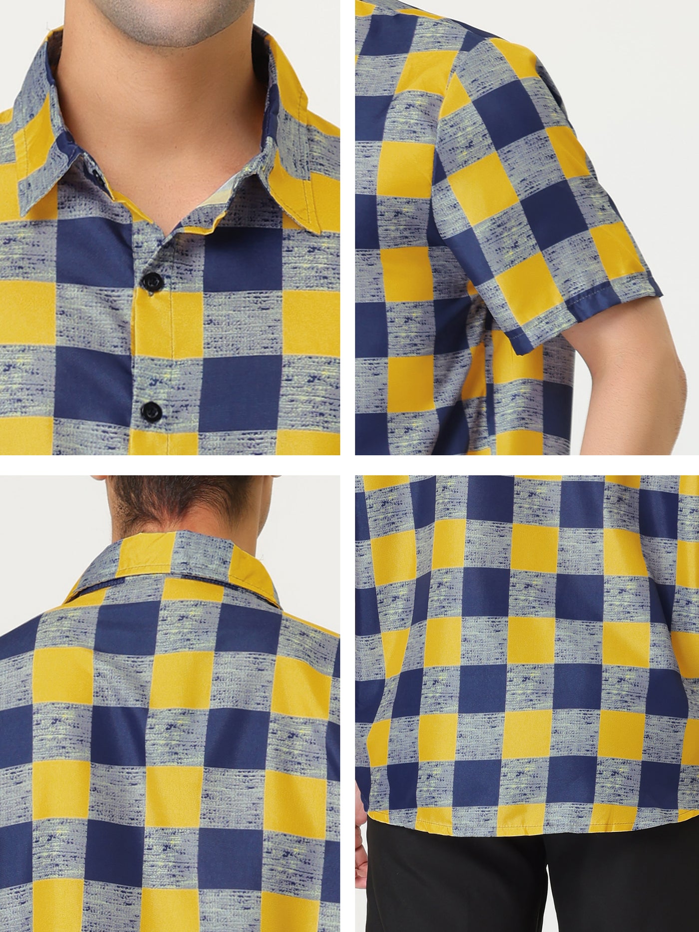 Bublédon Casual Checked Lapel Short Sleeve Button Shirts