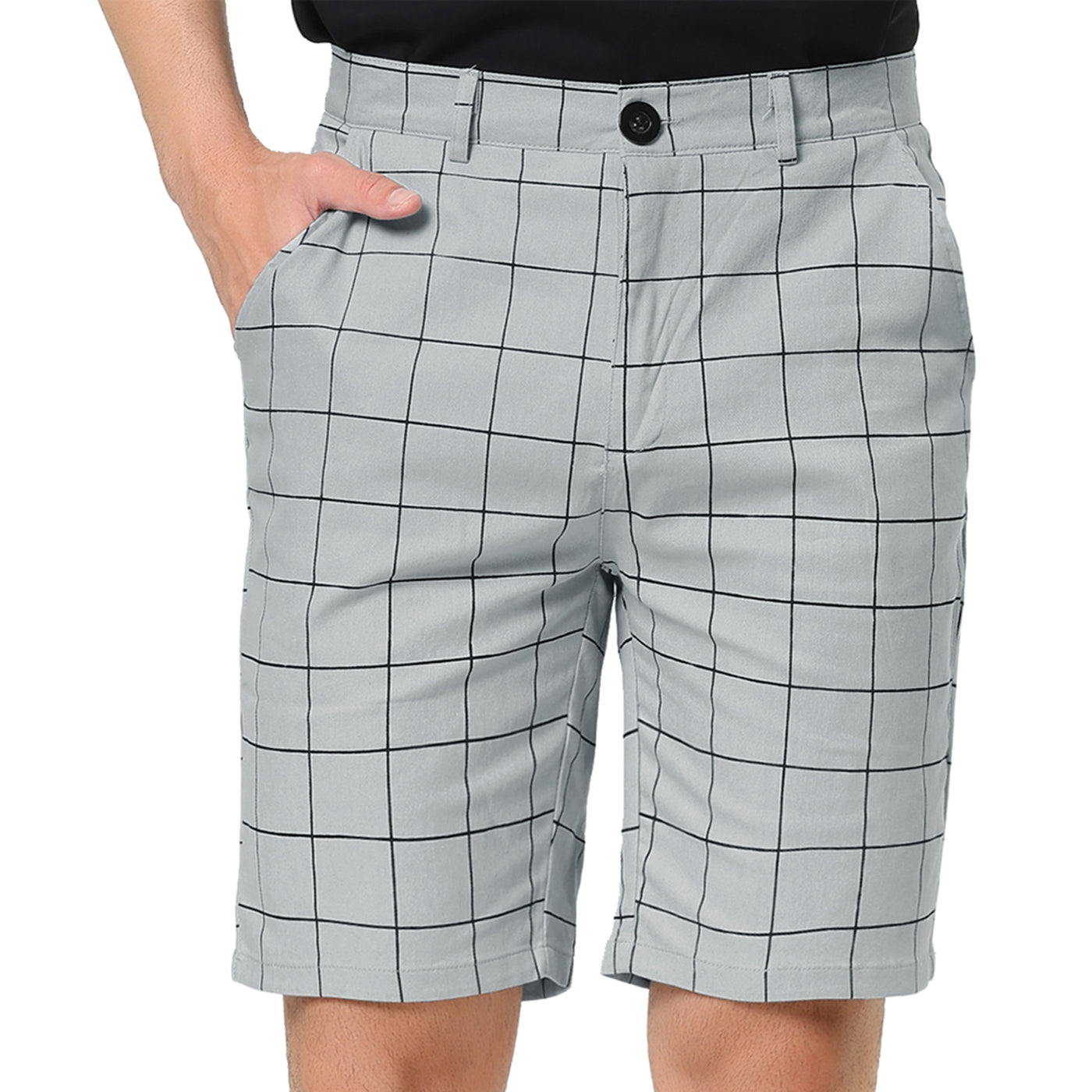 Bublédon Men's Summer Plaid Slim Fit Flat Front Dress Checked Shorts