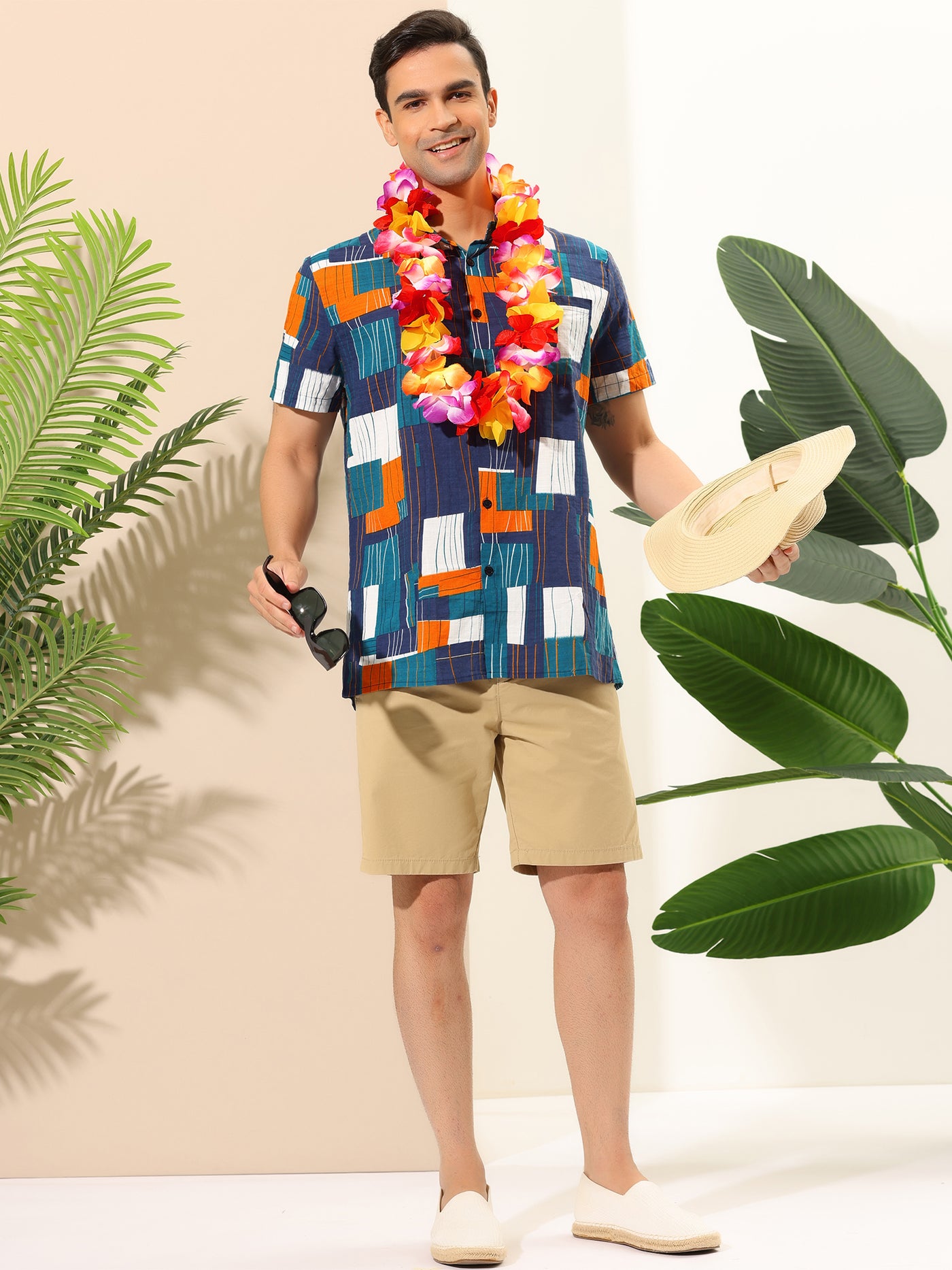 Bublédon Summer Irregular Print Short Sleeve Hawaiian Shirts