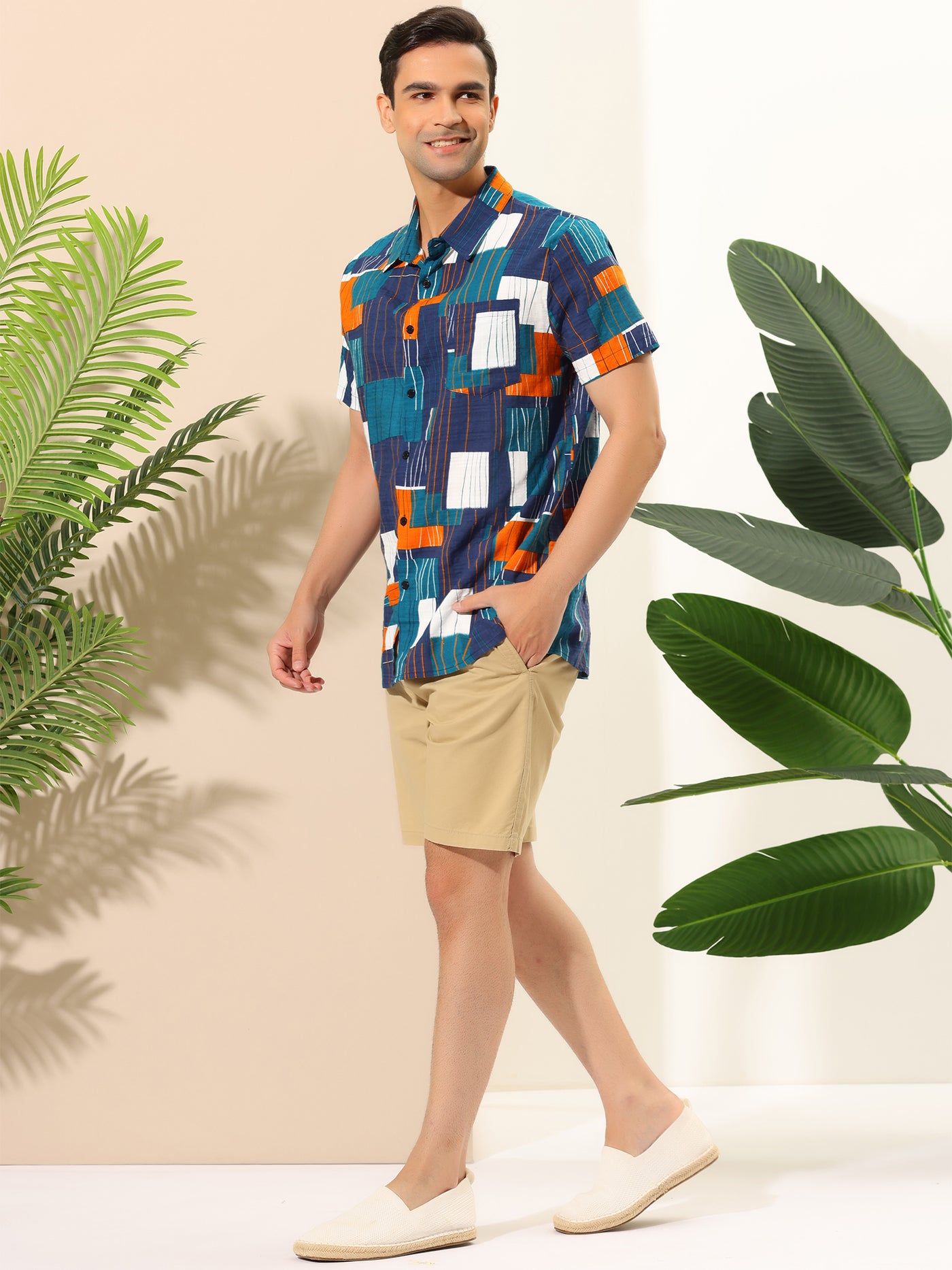 Bublédon Summer Irregular Print Short Sleeve Hawaiian Shirts