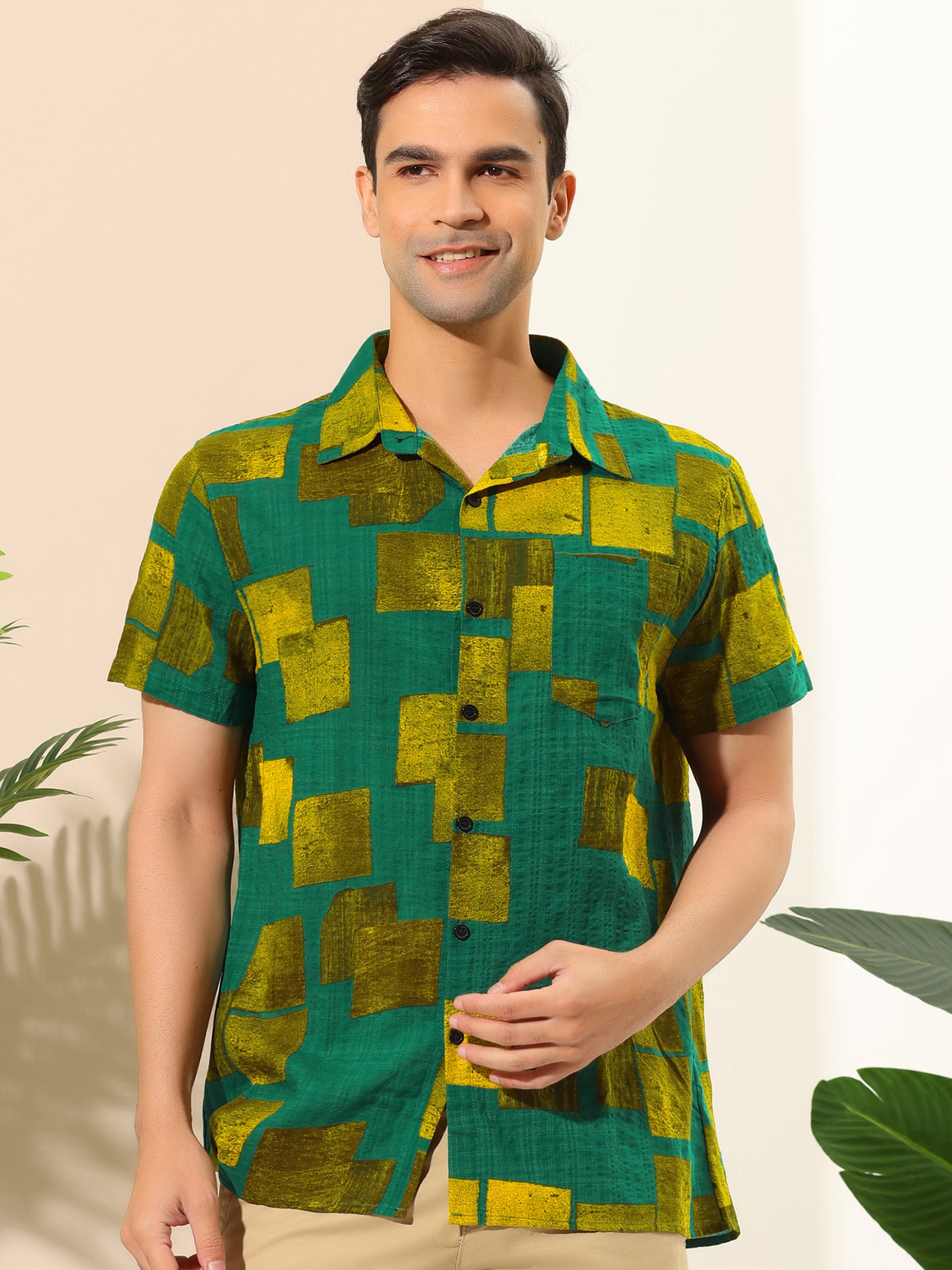 Bublédon Summer Irregular Print Short Sleeve Hawaiian Shirts