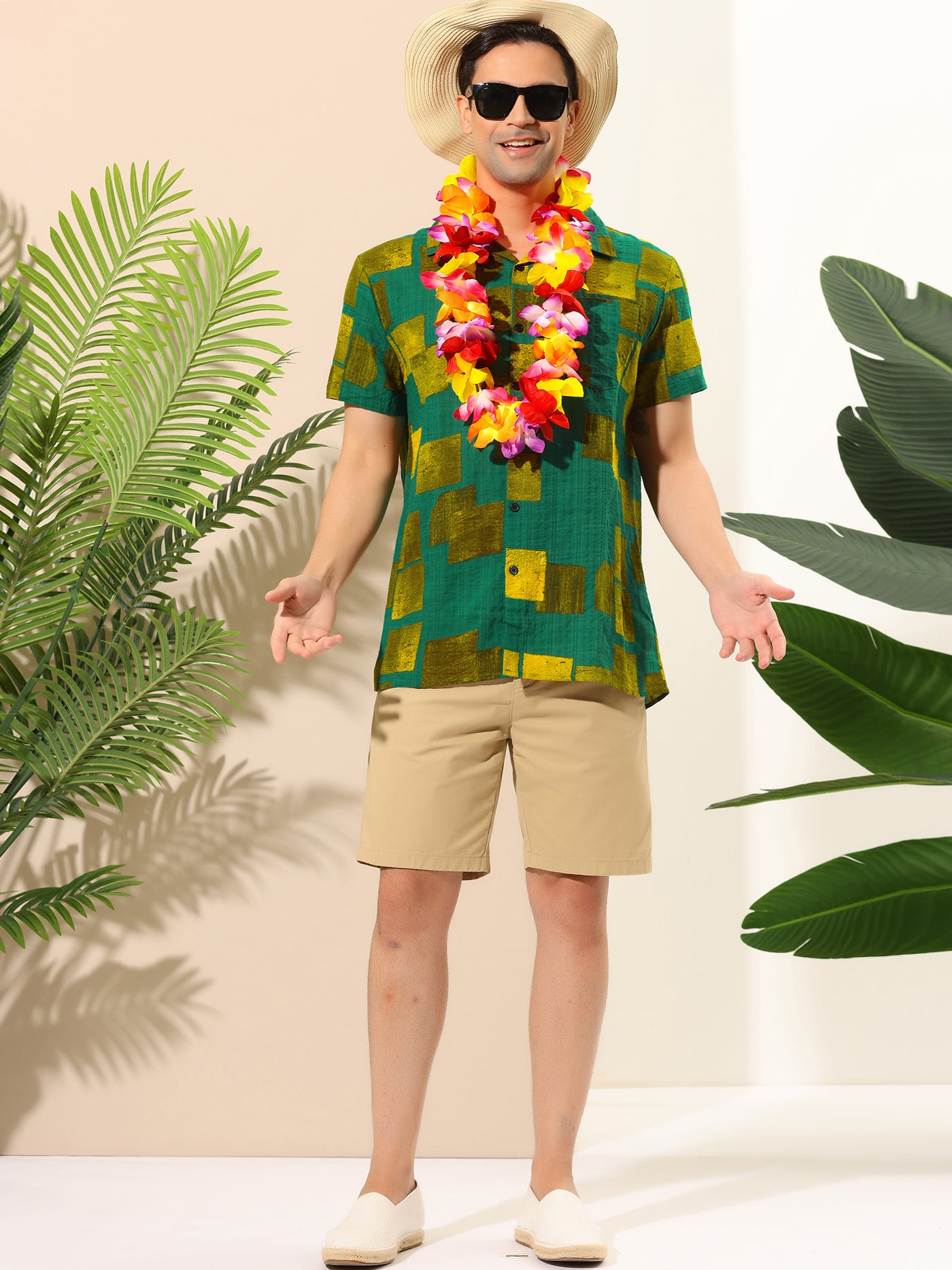 Bublédon Summer Irregular Print Short Sleeve Hawaiian Shirts