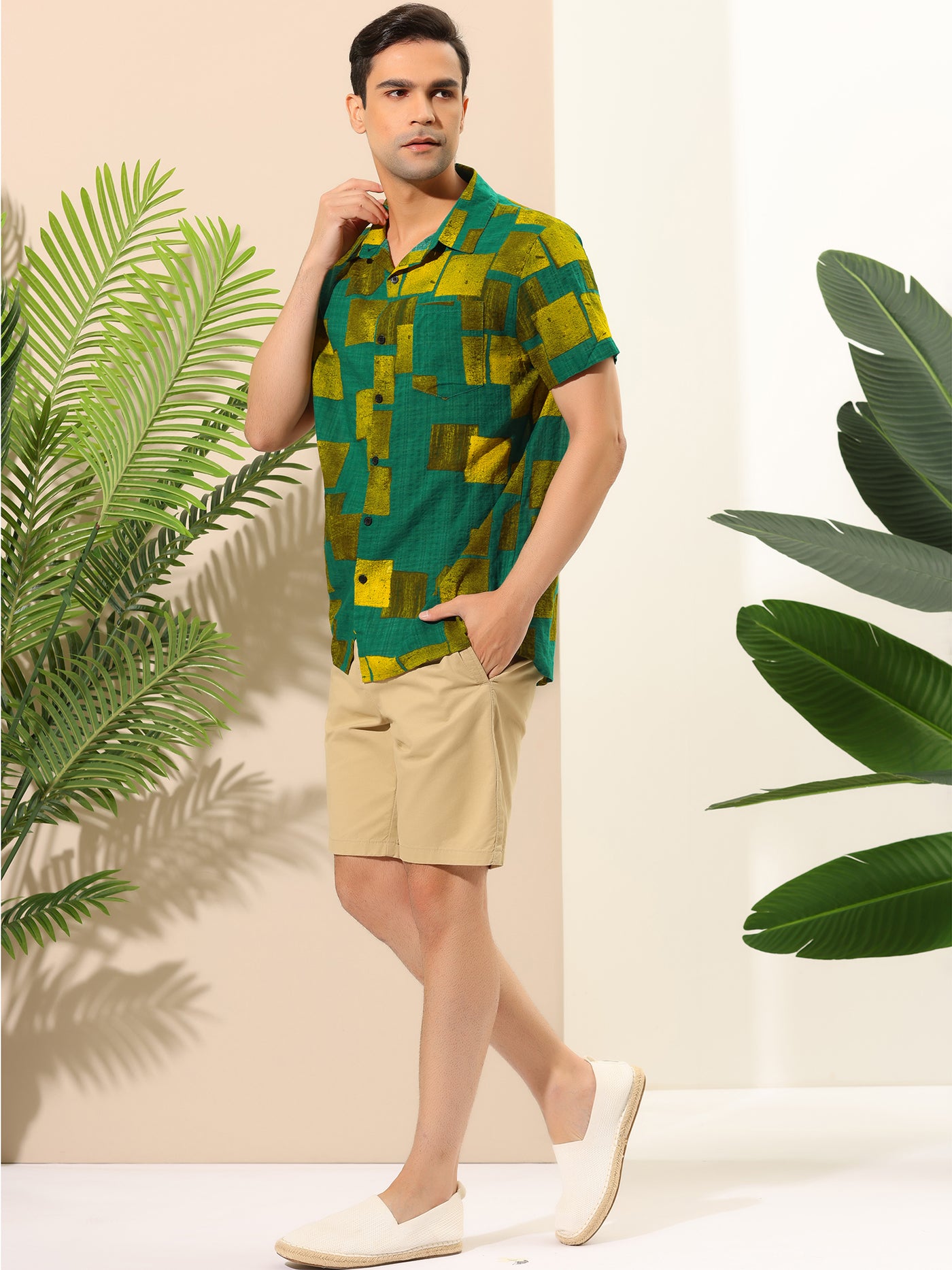 Bublédon Summer Irregular Print Short Sleeve Hawaiian Shirts