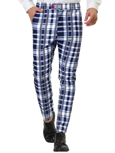 Smart Casual Color Block Bottom Plaid Dress Pants