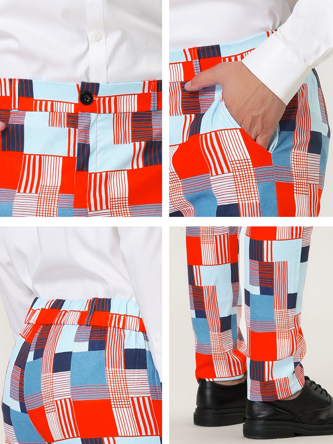 Bublédon Casual Geometric Printed Color Block Dress Pants