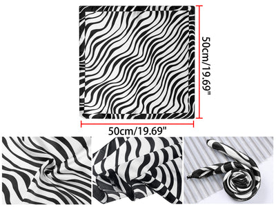 2Pcs Women's Satin Silky Scarve Square Printed Neckerchief Neck Scarf