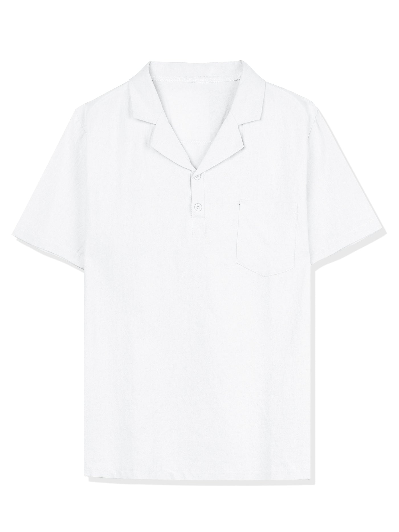 Bublédon Linen Camp Collar Short Sleeve Solid Color Shirts