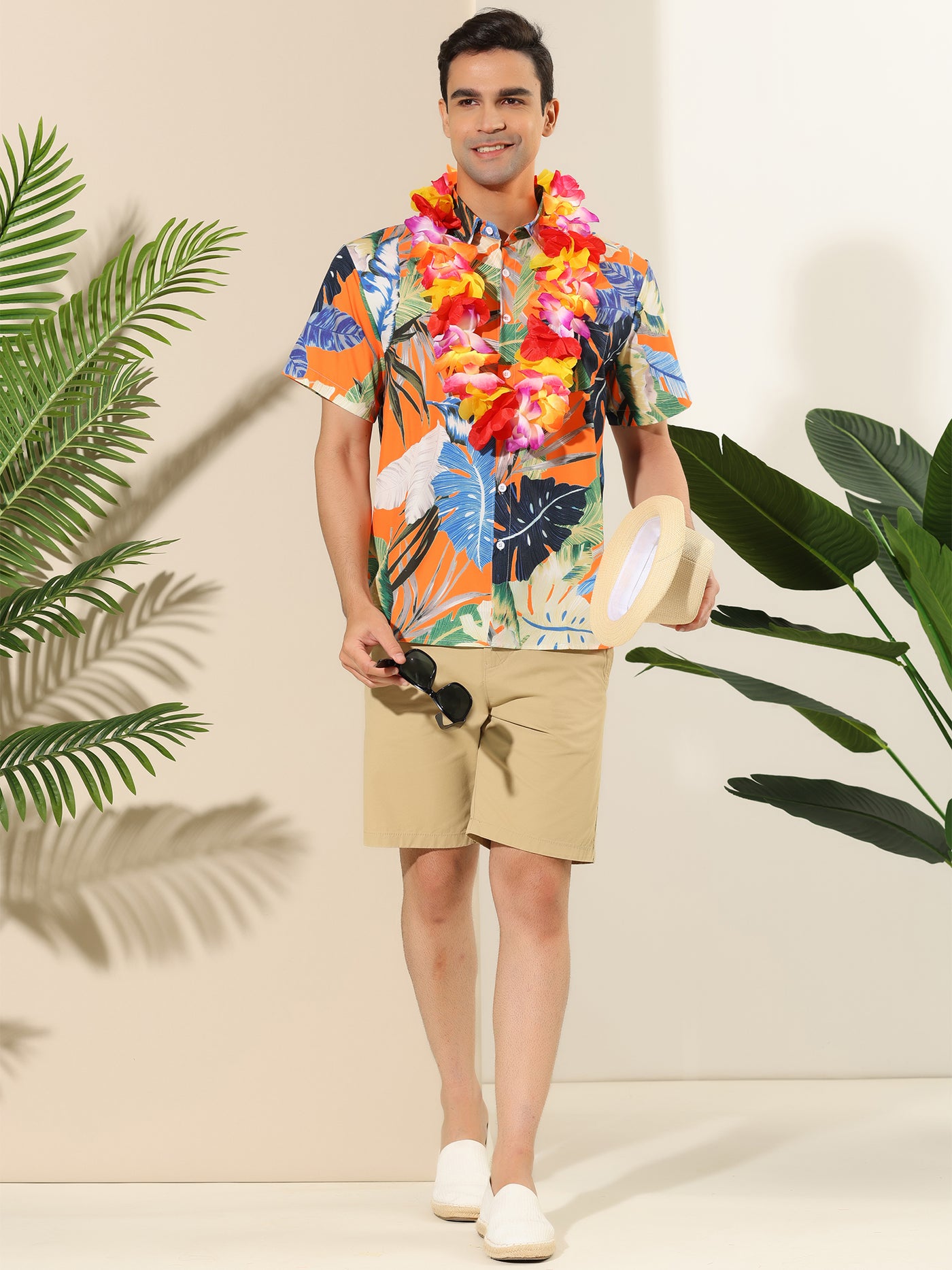 Bublédon Floral Printed Short Sleeve Button Hawaiian Shirts