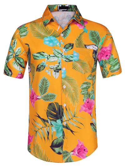 Floral Printed Short Sleeve Button Hawaiian Shirts