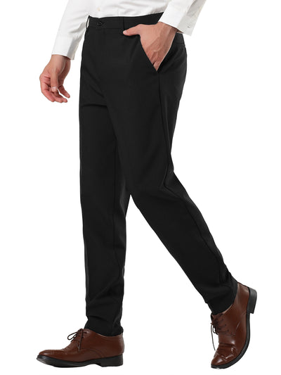 Classic Solid Color Mid Rise Full Length Dress Pants