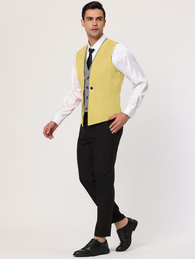 Fake Two-piece V Neck Layered Business Dress Vest