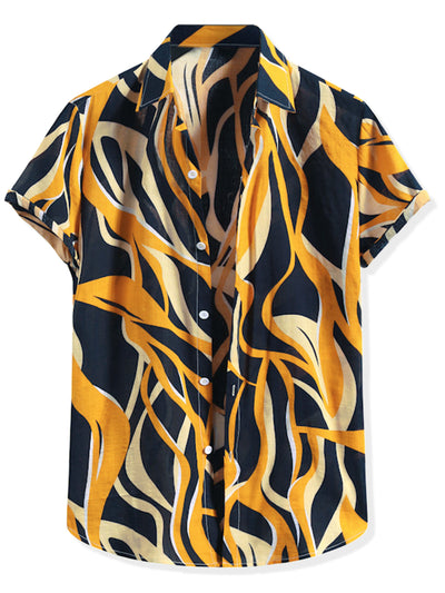 Short Sleeve Irregular Pattern Printed Hawaiian Shirts