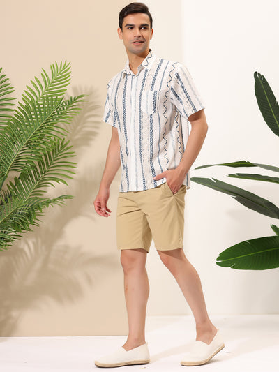 Hawaiian Summer Striped Short Sleeve Beach Shirt