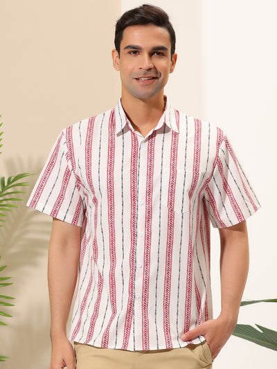 Hawaiian Summer Striped Short Sleeve Beach Shirt