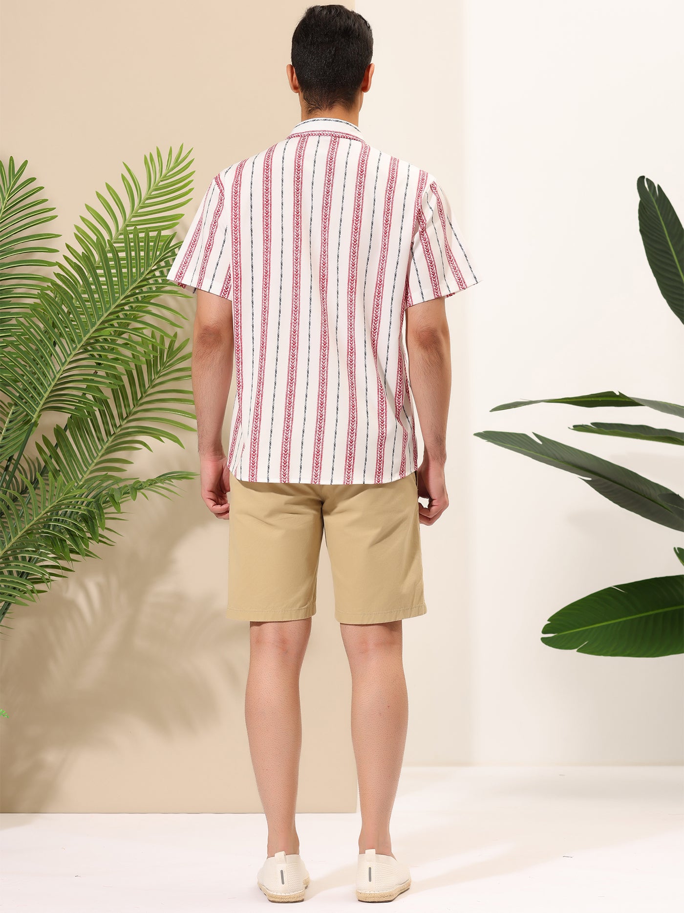 Bublédon Hawaiian Summer Striped Short Sleeve Beach Shirt