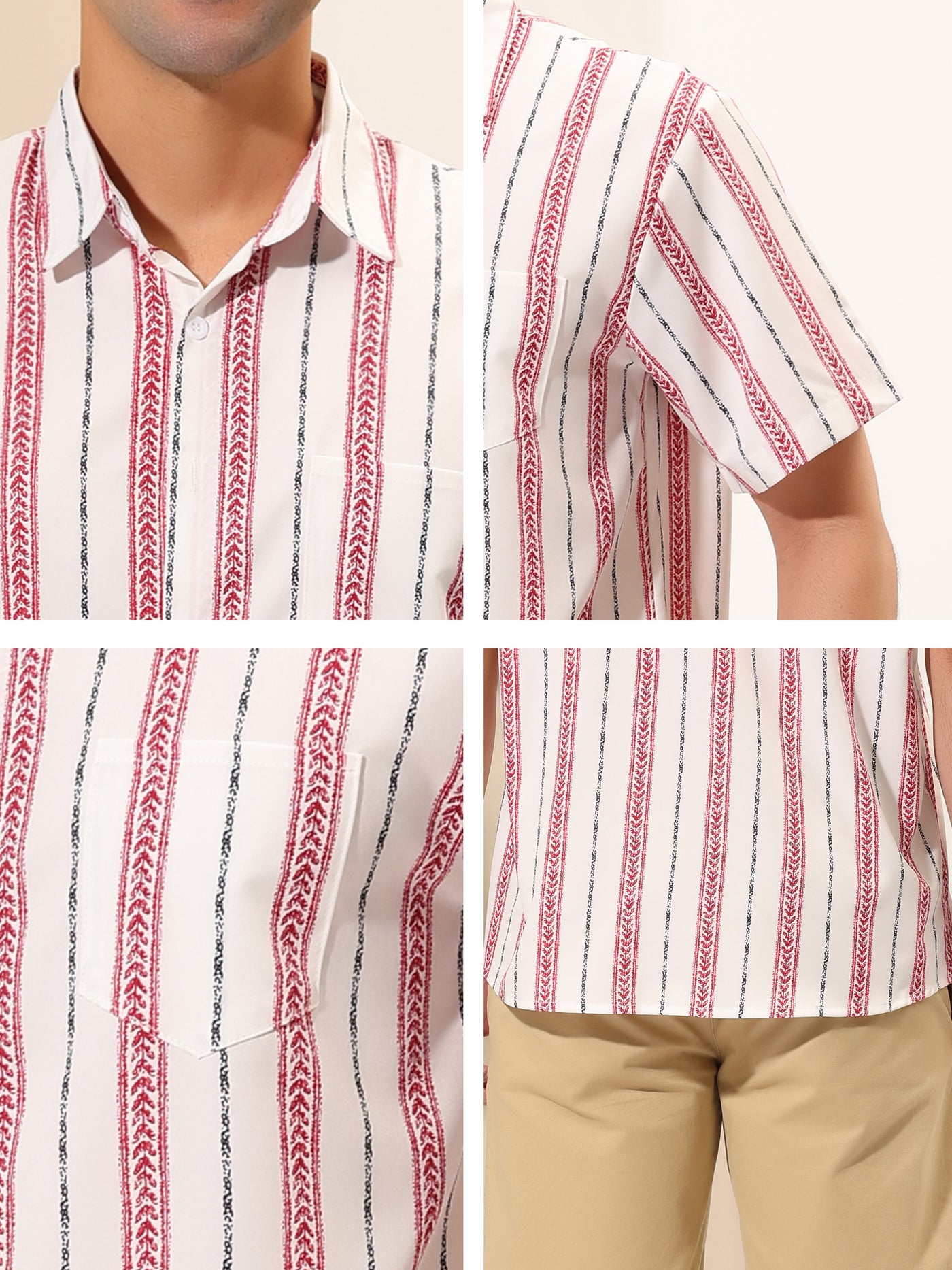 Bublédon Hawaiian Summer Striped Short Sleeve Beach Shirt