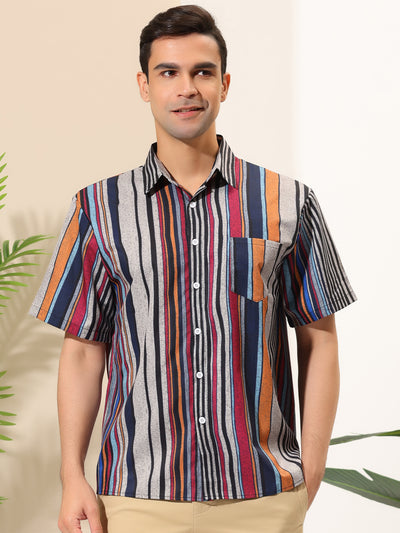 Casual Summer Beach Short Sleeve Striped Shirt