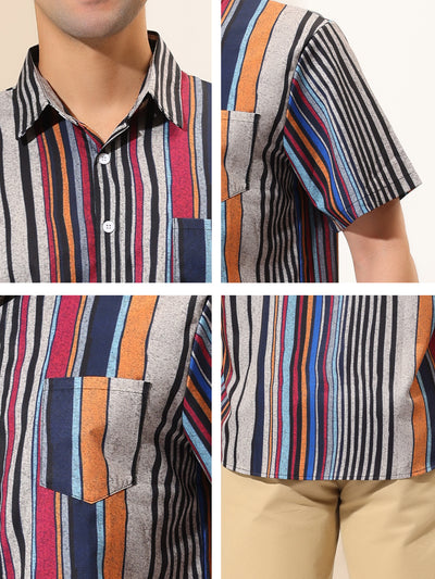 Casual Summer Beach Short Sleeve Striped Shirt