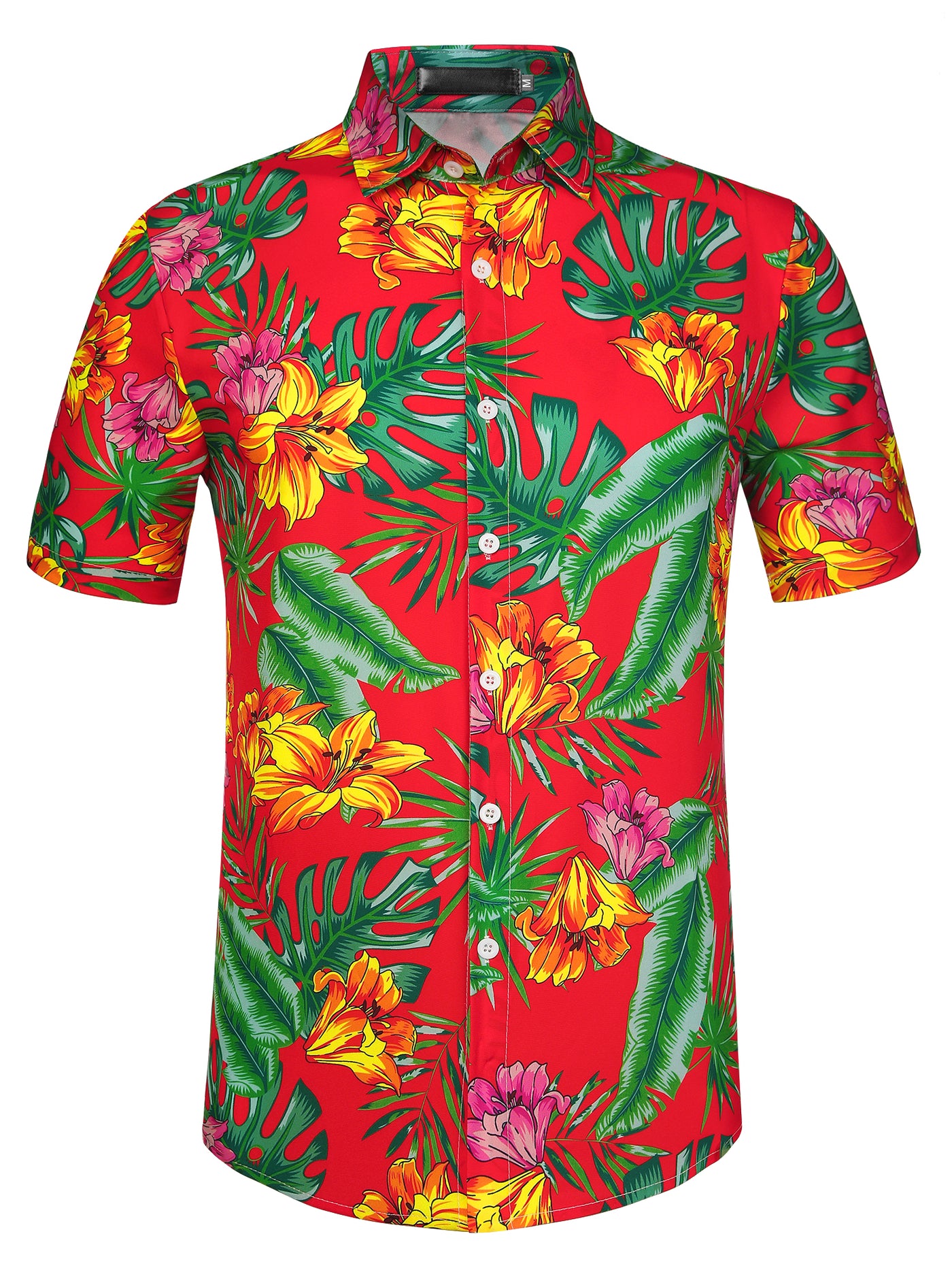 Bublédon Men's Floral Printed Shirt Button Up Short Sleeve Summer Beach Shirts