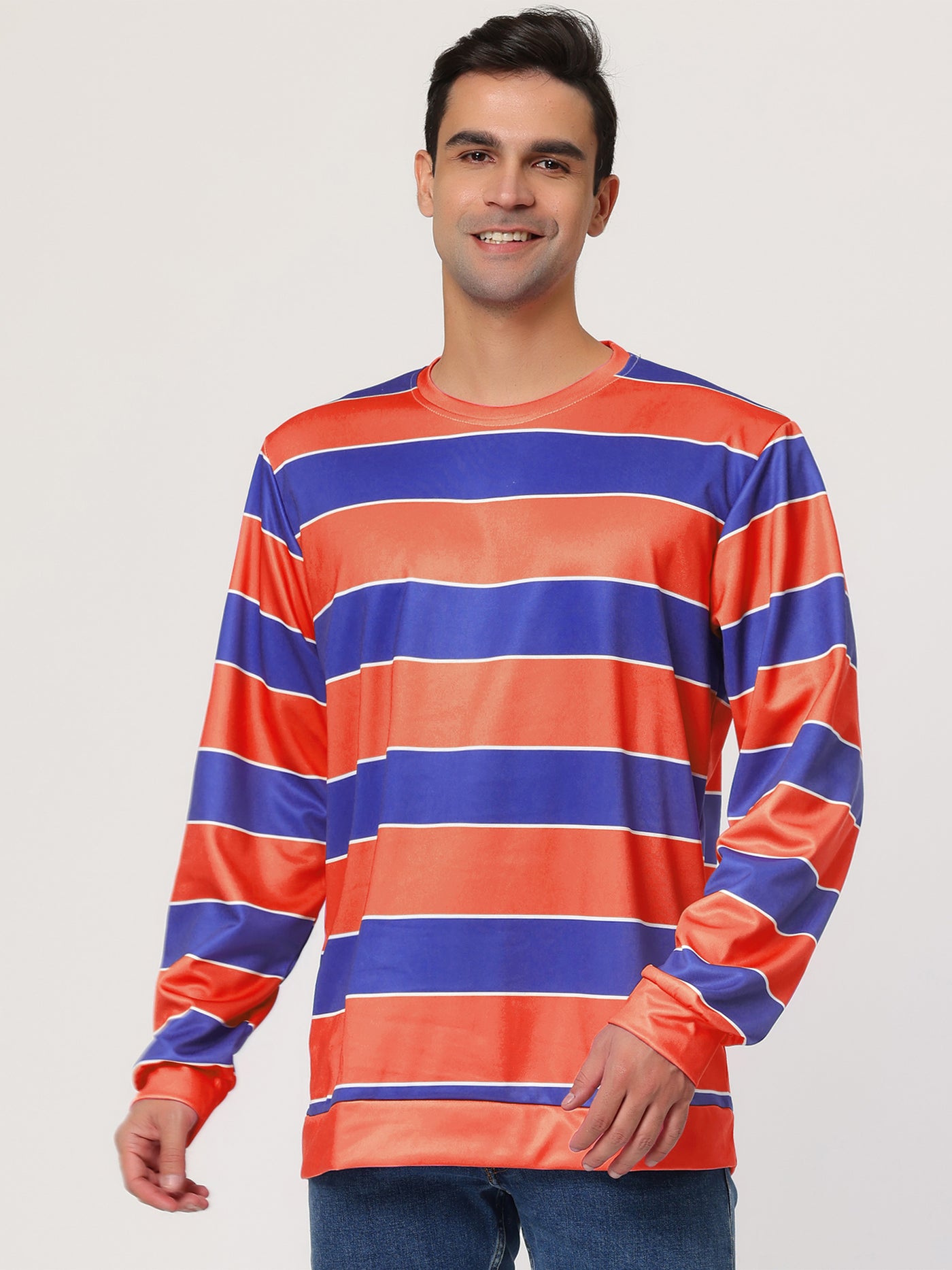 Bublédon Chic Loose Striped Breton Knit Crewneck Sweatshirt