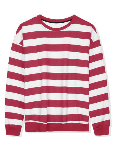 Chic Loose Striped Breton Knit Crewneck Sweatshirt