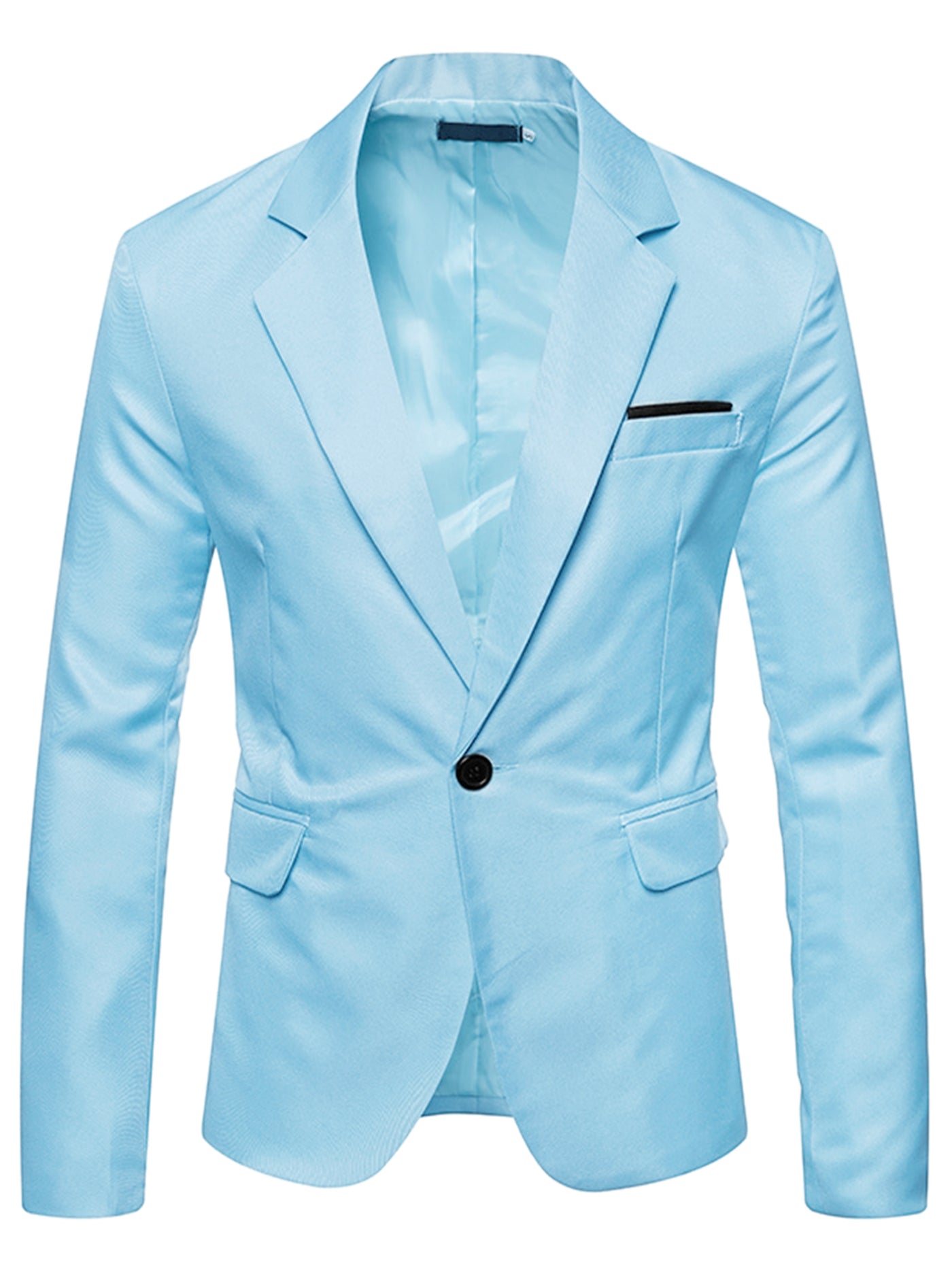 Bublédon Basic Notch Lapel Solid Color One Button Suit Blazer